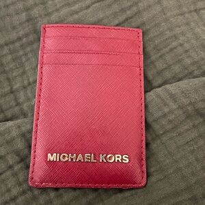 Michael Kors Red Saffiano Key Card Holder